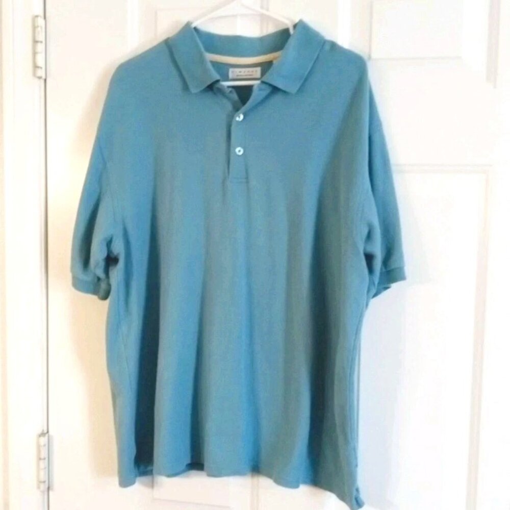 Time Out Light Blue Short Sleeve Polo Shirt Men's Size XL Cotton Palms Las Vegas